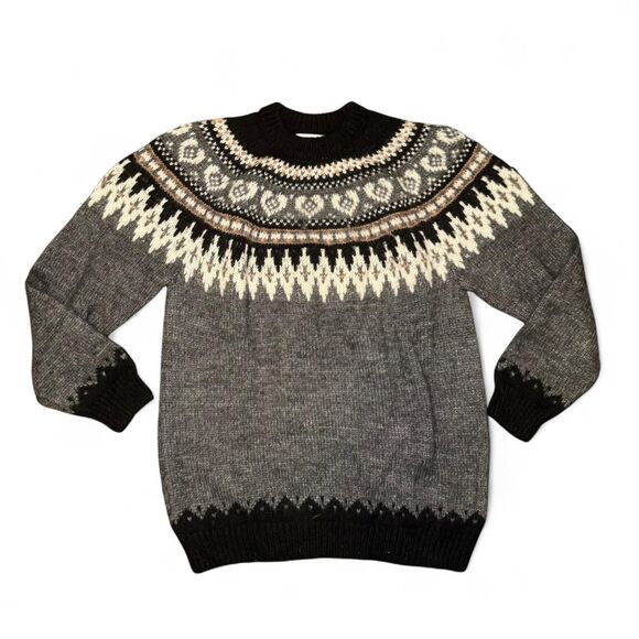 Vintage The Alpaca Connection Handmade Peru 100% Alpaca Sweater Nordic Fair Isle - Picture 1 of 5